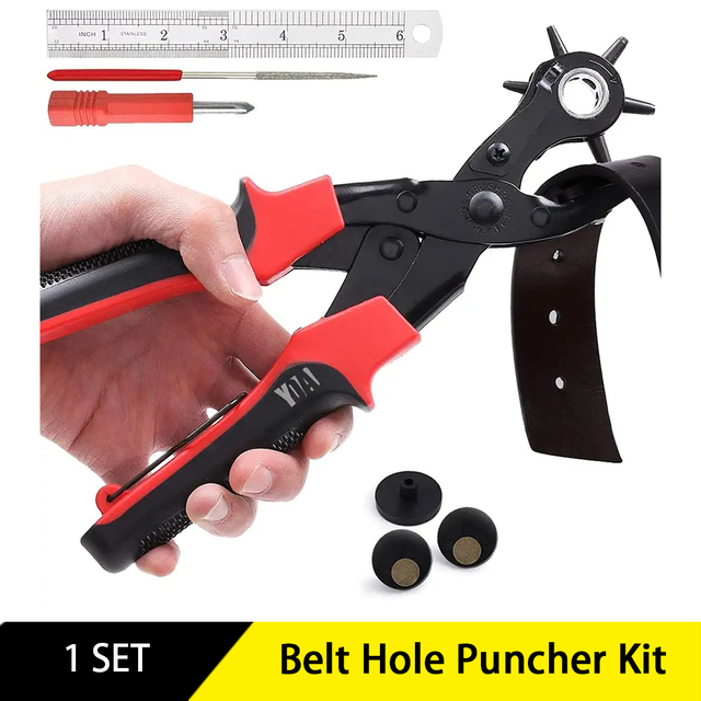 1 SET Leather Hole Punch Tool Set for Belt Saddle Strap Shoe Fabric Paper  Craft Projects Easily Punches Perfect Round Holes - AliExpress